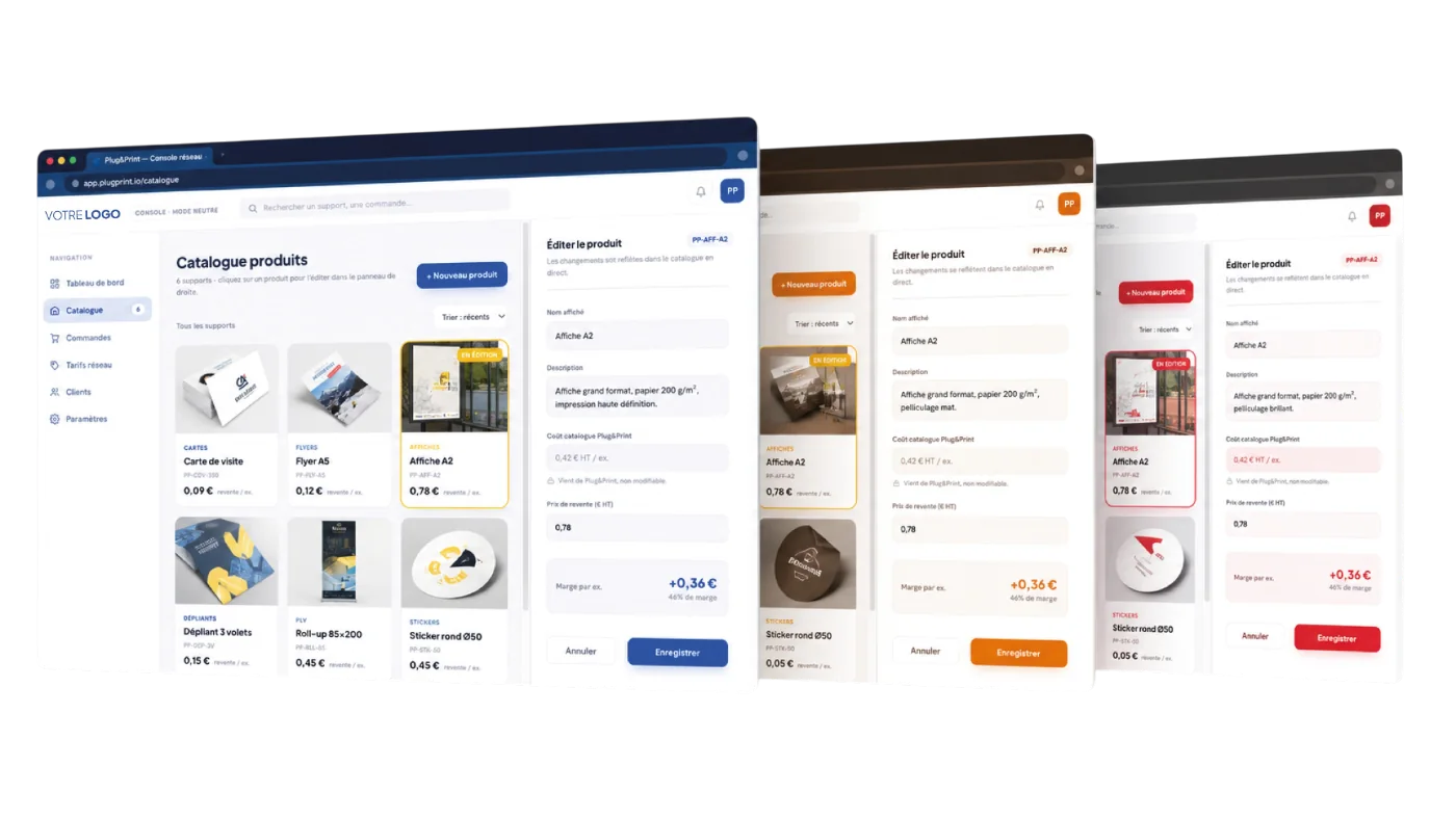 Aperçu de la console réseau de votre espace de commande, à votre charte