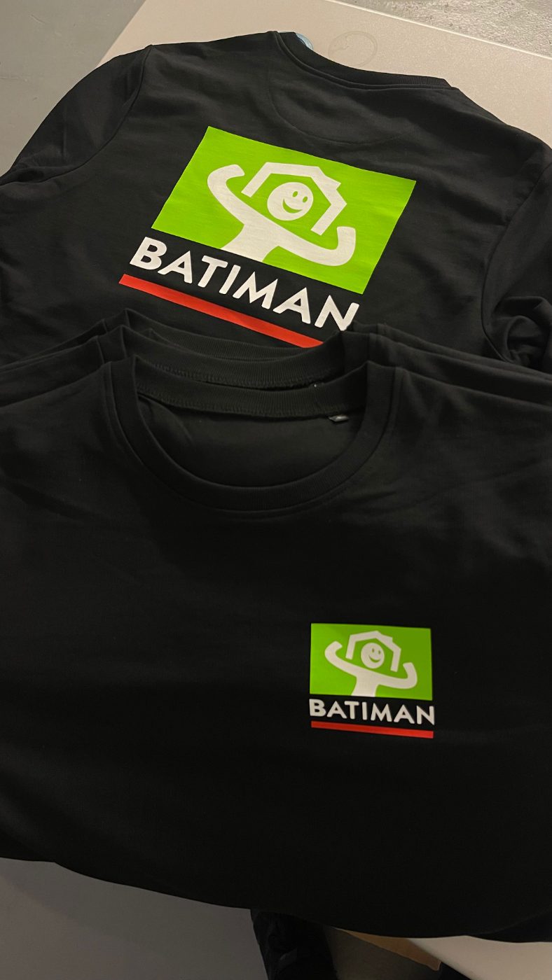 Textile professionnel personnalisé pour Batiman réalisé par SecretPub